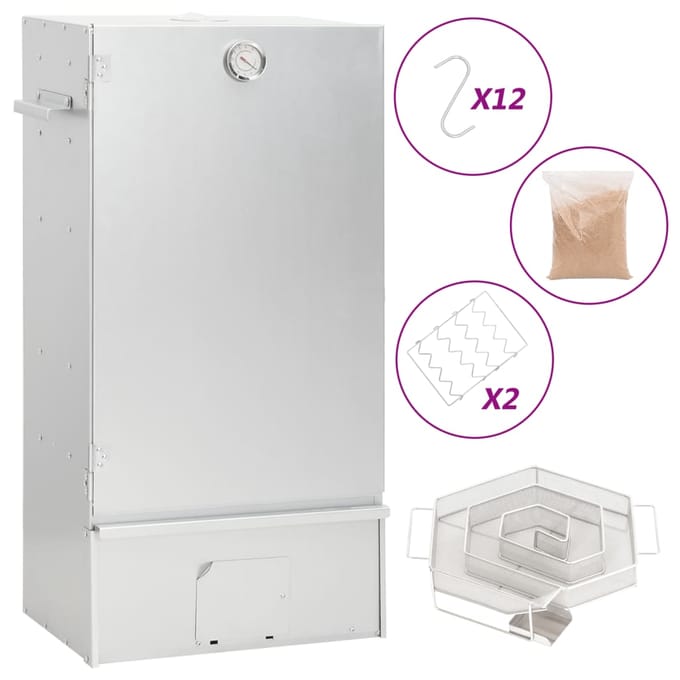 vidaXL - BBQ-rookoven - met - koude - rookgenerator - gegalvaniseerd - staal