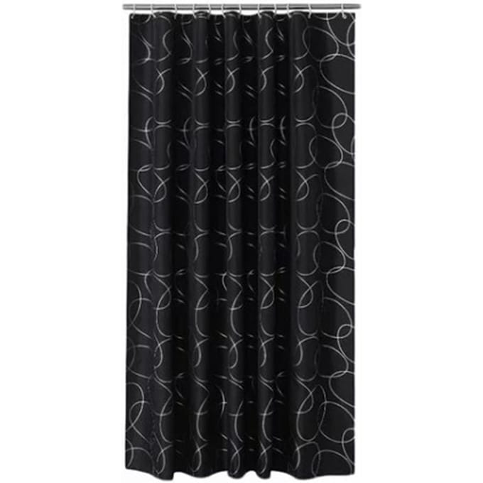 Rideau de douche Cercle Noir Argent Épaissi Imperméable Tissu Polyester Rideau de douche 180x180cm black