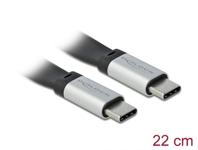 Delock USB 3.2 Gen 2 FPC Flat Ribbon Cable USB Type-C™ to USB Type-C™ 22 cm PD 3 A E-Marker
