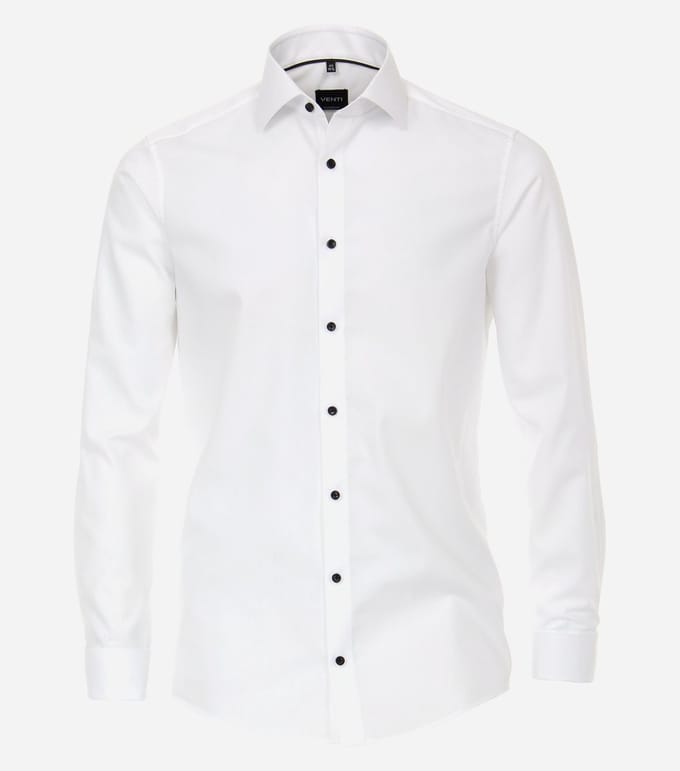 VENTI modern fit overhemd - popeline - wit met dubbele manchet - Strijkvrij - Boordmaat: 42