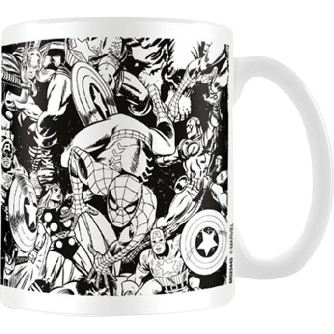 Marvel Tekens Mok (Wit/zwart)