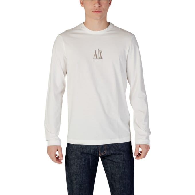 Printed Long Sleeve Round Neck T-Shirt - White Shirts