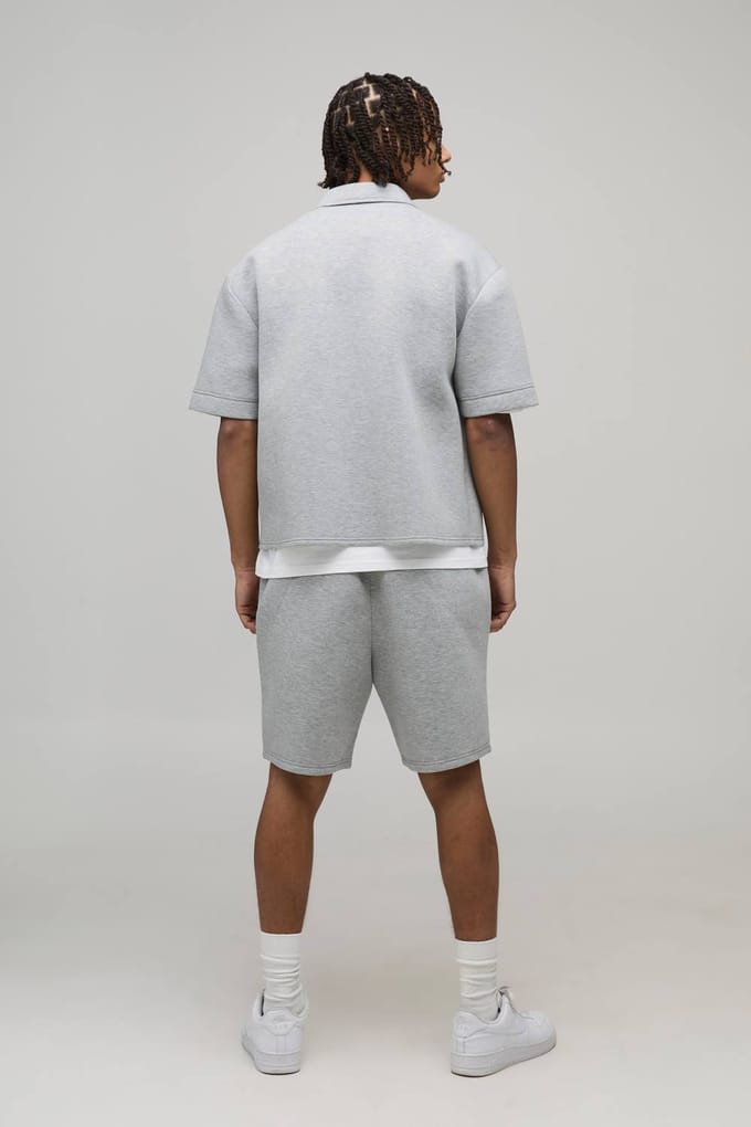 Oversized Boxy Scuba Shirt | Grey Marl | Size Small