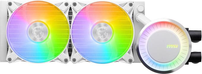 CPU koeling - MSI MAG CORELIQUID E240 WHITE - Vloeistofkoelsysteem processor - 240 mm - 2x 120 mm RGB fan - Wit