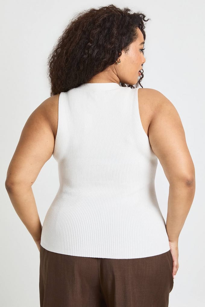 boohoo Dames Plus Maat Geribbeld Gebreid Vest | Creme | Maat: 44-46