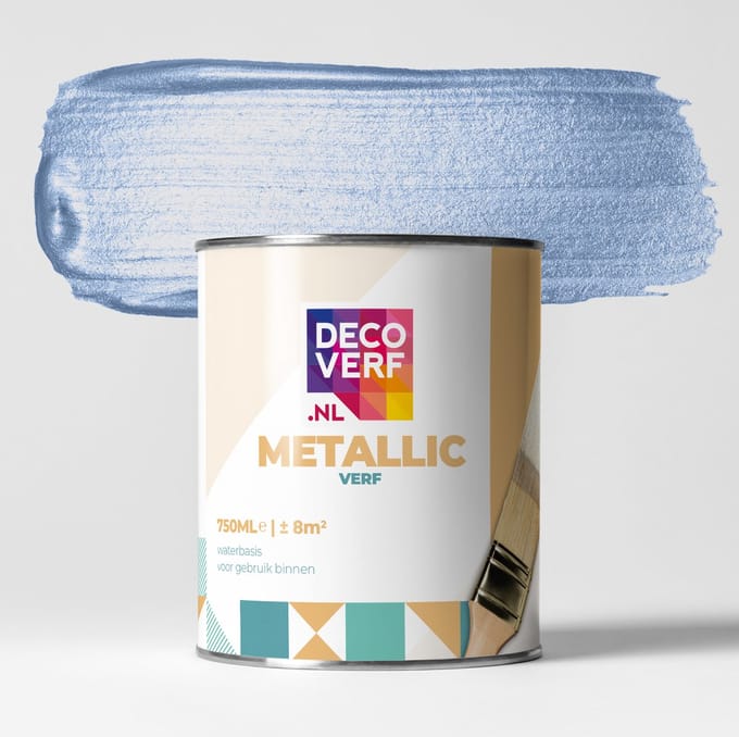 Decoverf metallic verf zilverblauw, 750ml