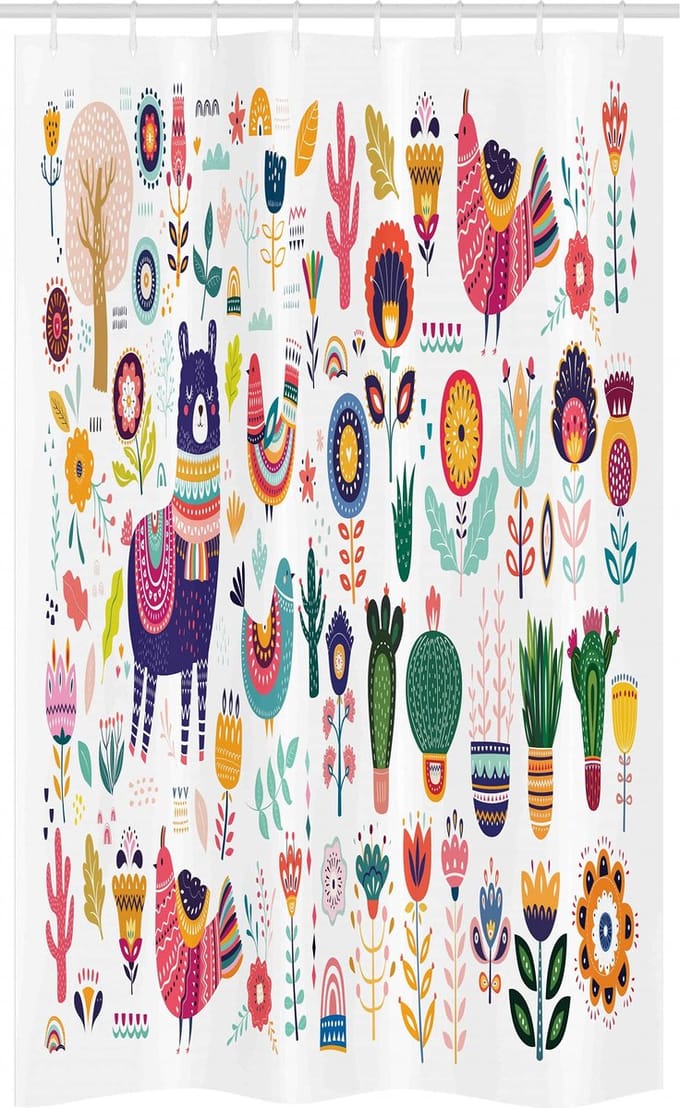 ABAKUHAUS Lama Douchegordijn – 120x180 cm – Multicolor, stof