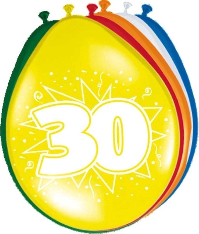 32x stuks Ballonnen versiering 30 jaar thema leeftijd feestartikelen