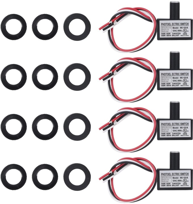 Allecto - Foto-elektrische Lichtsensor - 4-Pack met schakelaar