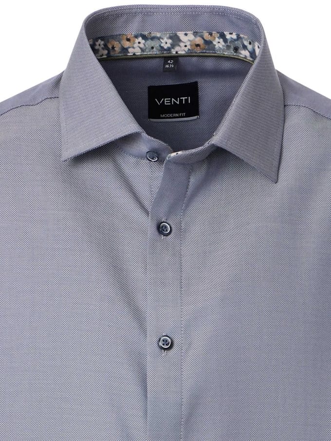 Antraciet Venti Overhemd Kent Kraag Met Motief Modern Fit - L