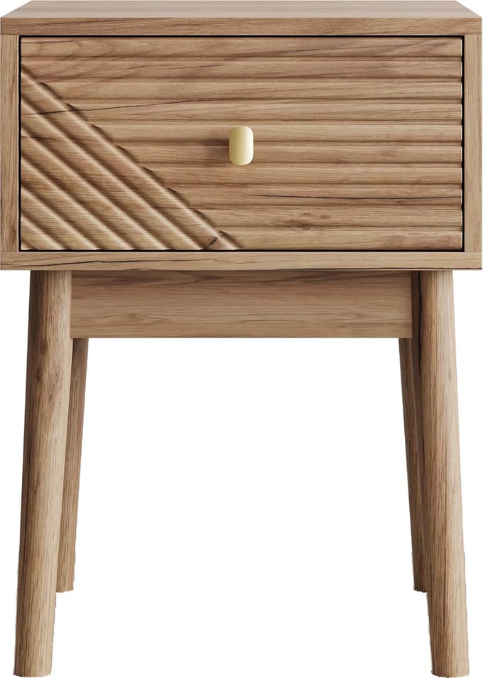 Nachtkastje - Set van 2 - Eikenkleur - Mid-Century Modern - Slaapkamer - 40x40x55 cm