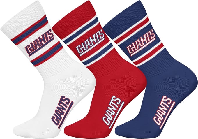 NFL NY GIANTS Crew Socks - 3-pack - Wit/Rood/Blauw - Maat 35/38