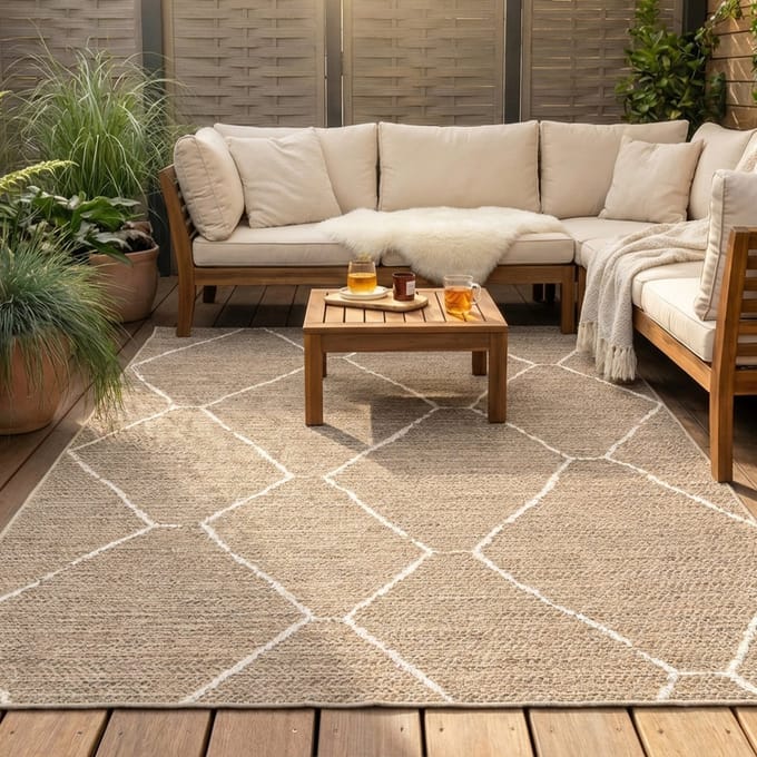 Fraai Jute buitenkleed - Fora Lines Naturel - 80x150cm