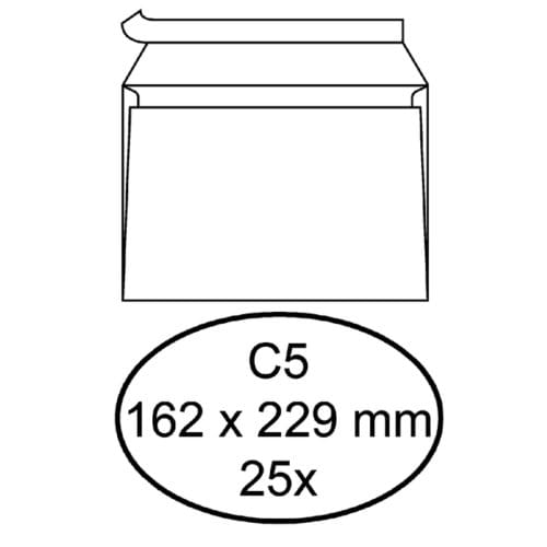 Envelop Quantore bank C5 162x229mm zelfklevend wit 25 stuks