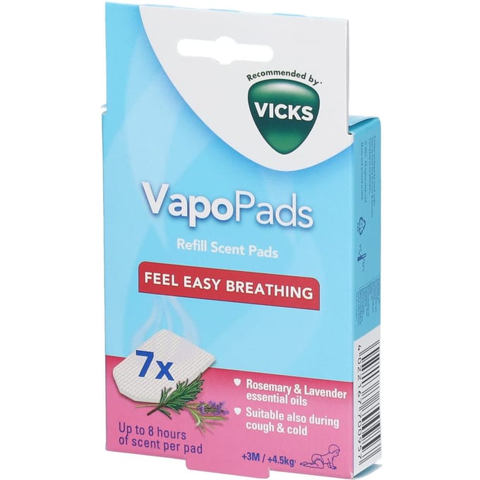 Vicks Pediatric Comforting VapoPads Rozemarijn & Lavendel 7 Compressen