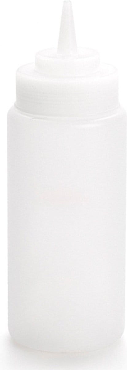 Plasticforte Doseerfles/sausfles - kunststof - transparant - met schenktuit - 500 ml - 20 cm