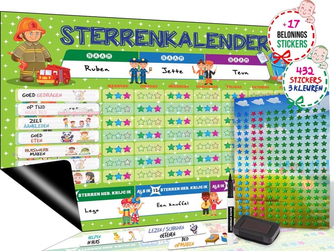 Brute Strength - Magnetisch Beloningssysteem (69) - A3 - Beloningskalender - Planborden - Weekplanner kind - Zindelijkheidstraining - Dagplanner