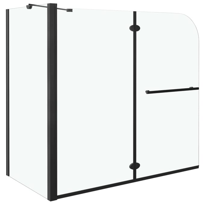 Vidaxl Dubbelklapbaar Badscherm, Esg, 120X68X130 Cm, Zwart