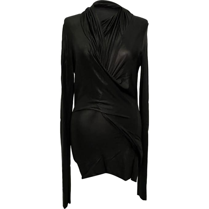 Rick Owens Magnetic Long Sleeve Top in Black Viscose