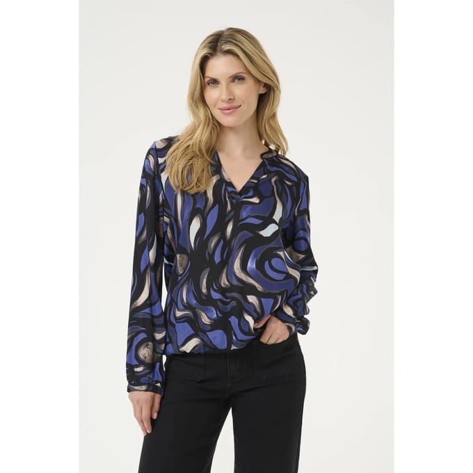 Kaffe Dames Blouse Zwart dessin KAditte