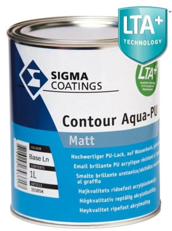 Sigma Contour Aqua Matt / Sigma Watergedragen Houtlak Matt - 1L - Wit