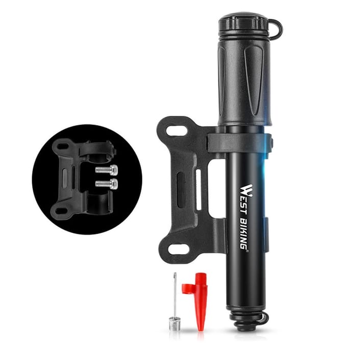 Draagbare Fietspomp Aluminium Bandenbuis Mini Hogedruk Handpomp Inflator Fietsbandpomp zwart