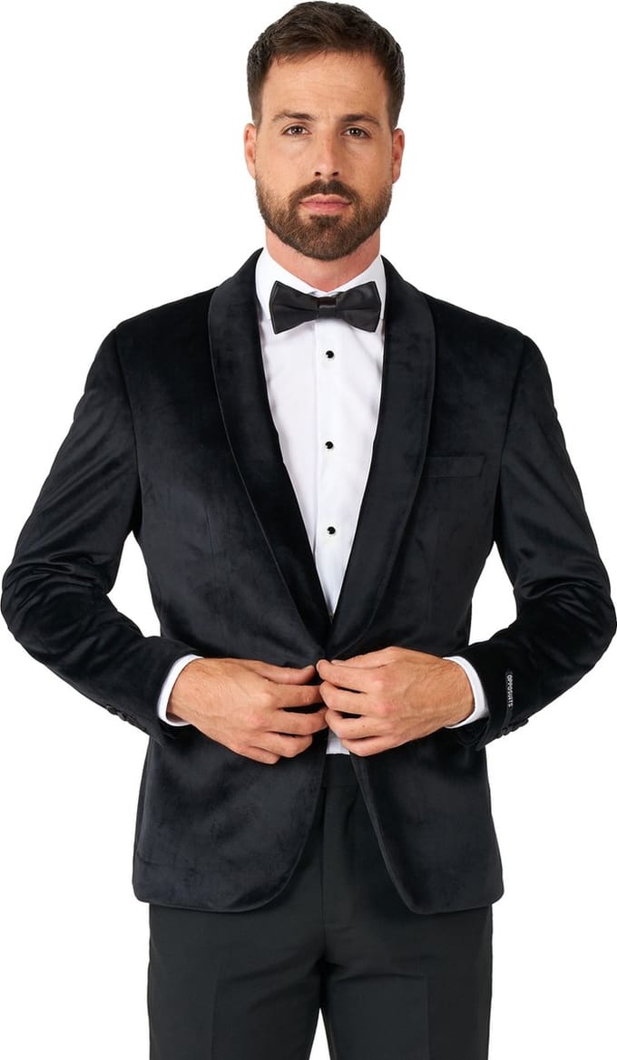 OppoSuits Deluxe Dinner Jacket - Jet Set Black - Heren Blazer - Colbert - Zwart - Maat EU 46