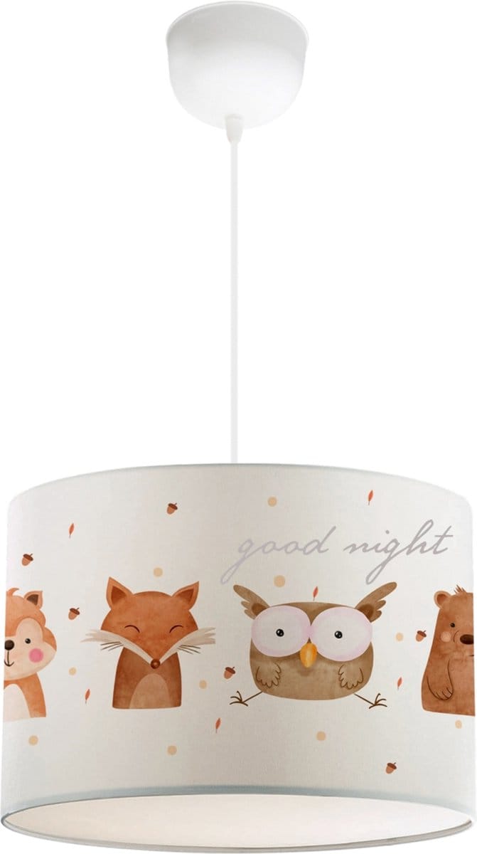 Kinder hanglamp Rugby wit met bosdiermotief lux.pro
