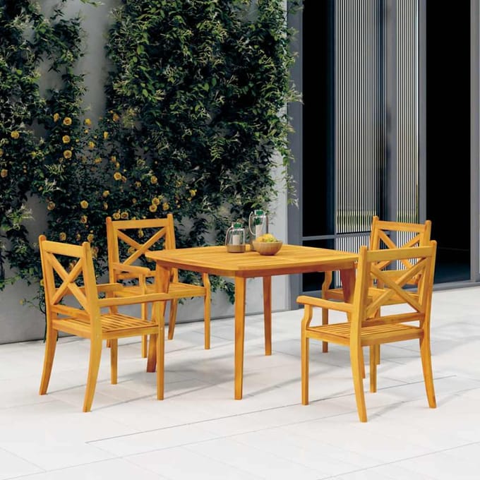 vidaXL - 5-delige - Tuinset - massief - acaciahout
