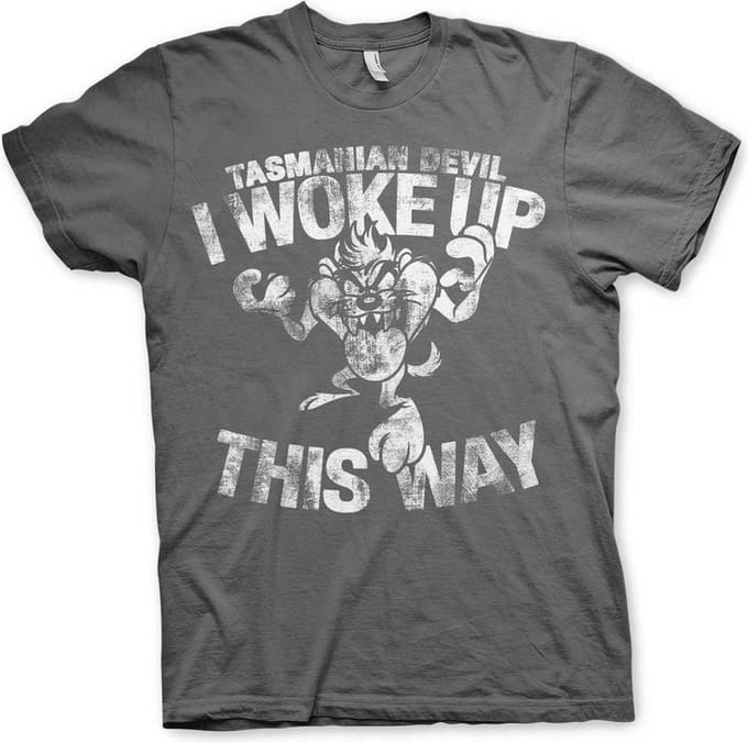 Looney Tunes Heren Tshirt -L- Tasmanian Devil - I Woke Up This Way Grijs
