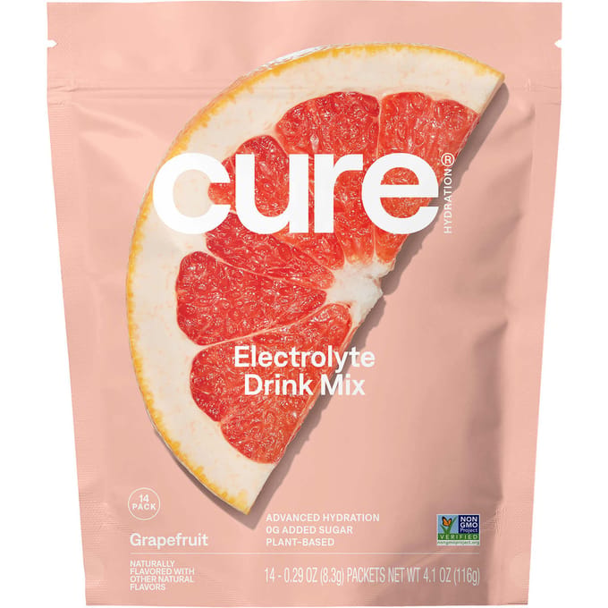 Cure Hydration, Mélange d'électrolytes hydratant, Pamplemousse, 14 Sachets, 0,29 oz (8,3 g) Chaque