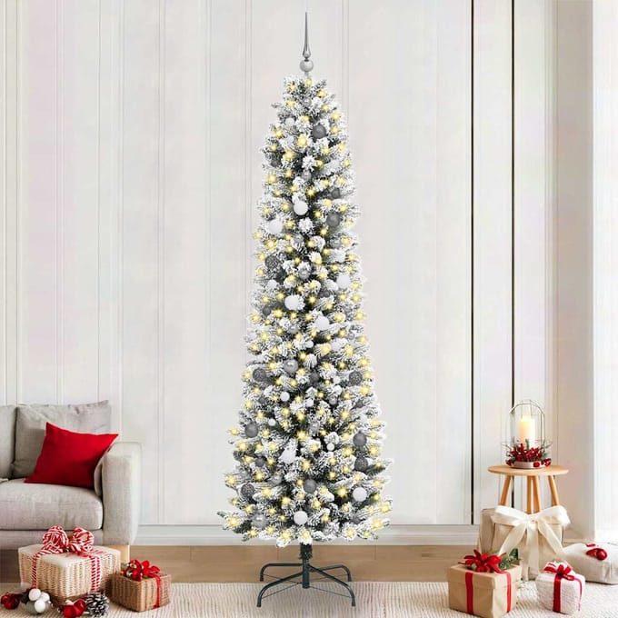 vidaXL Kunstkerstboom Wit 240 cm PVC en Metaal en Plastic