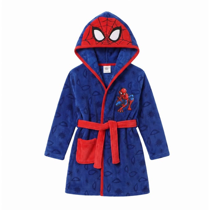 Spiderman Badjas - Maat 134/140 - Polyester - Blauw - Badjas kind