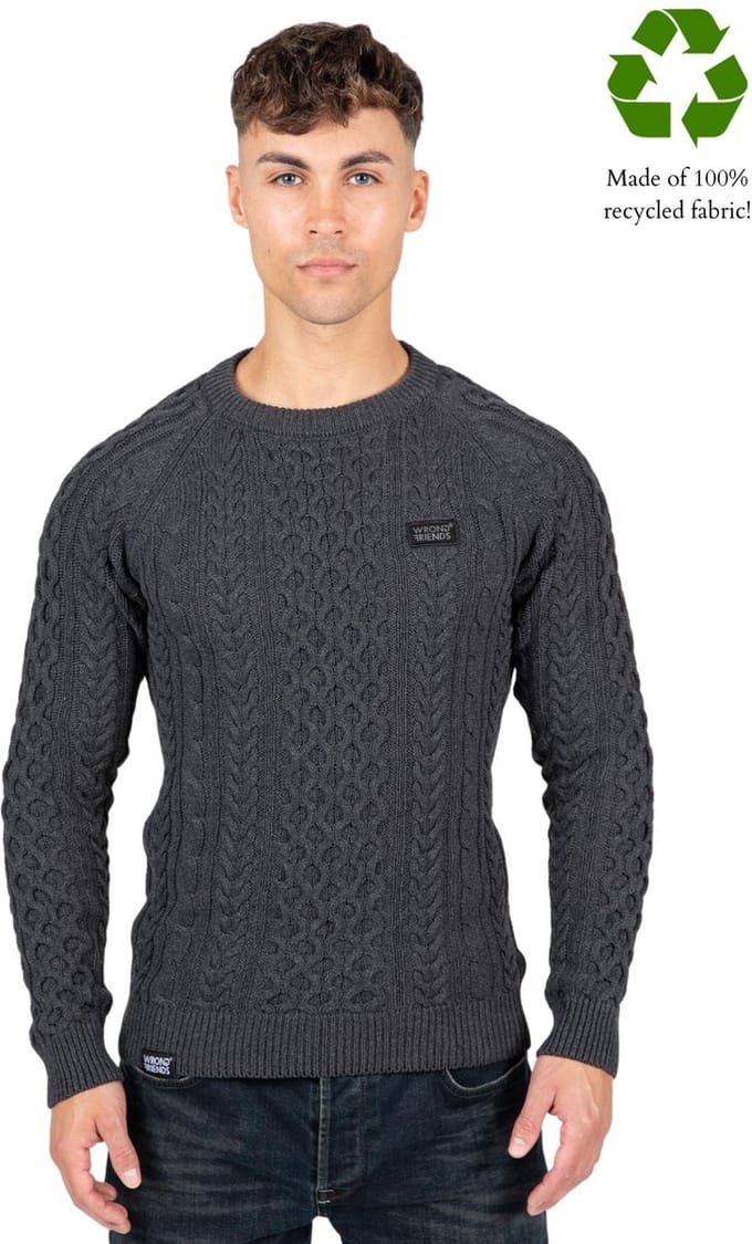 CORBY CABLE KNIT SWEATER - DARK GREY S