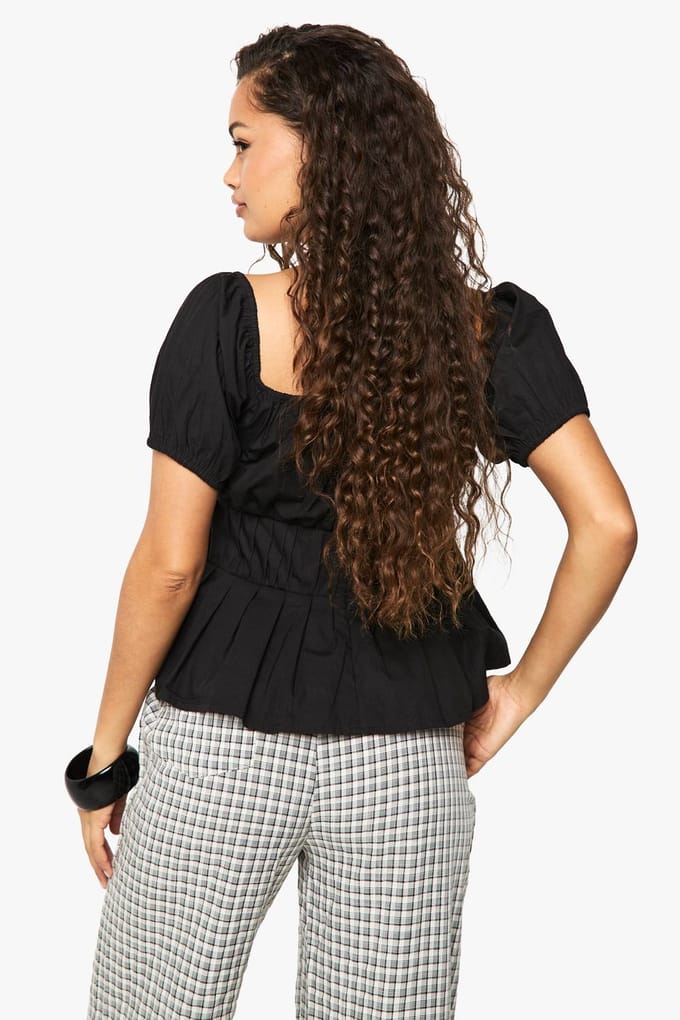 boohoo Dames Poplin Bardot Top | Zwart | Maat: 34