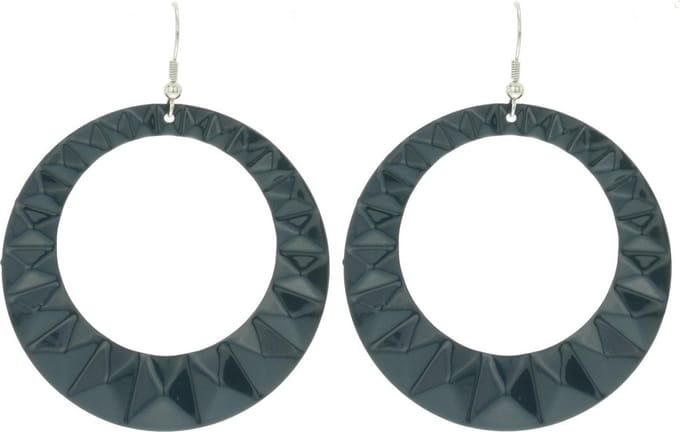 Behave - Oorhangers Dames - Grote Rond Oorbellen - Grijs - Diameter 6 cm