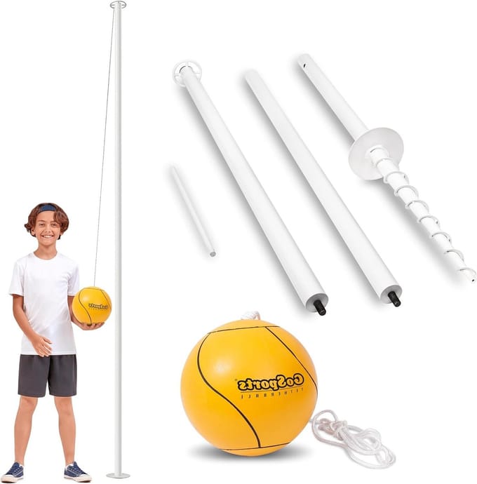 Tetherball speelset - Bal aan touw - Buiten spelen - Complete set - 101 cm - Wit