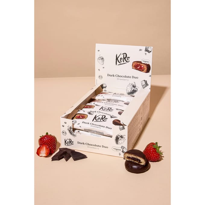 Bio dark chocolate duo strawberry 12 x 2 x 20 g