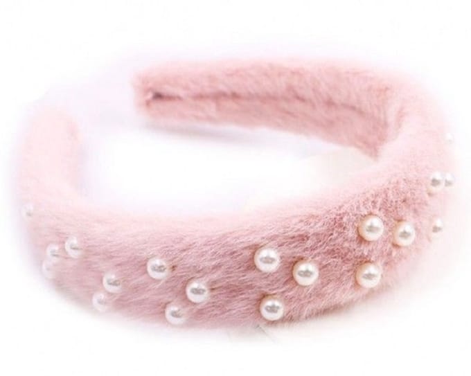 ZoeZo Design - haarband - diadeem - roze - fakebont - parels - kinderen
