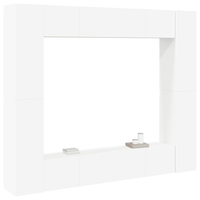 vidaXL - 8-delige - Tv-meubelset - bewerkt - hout - wit