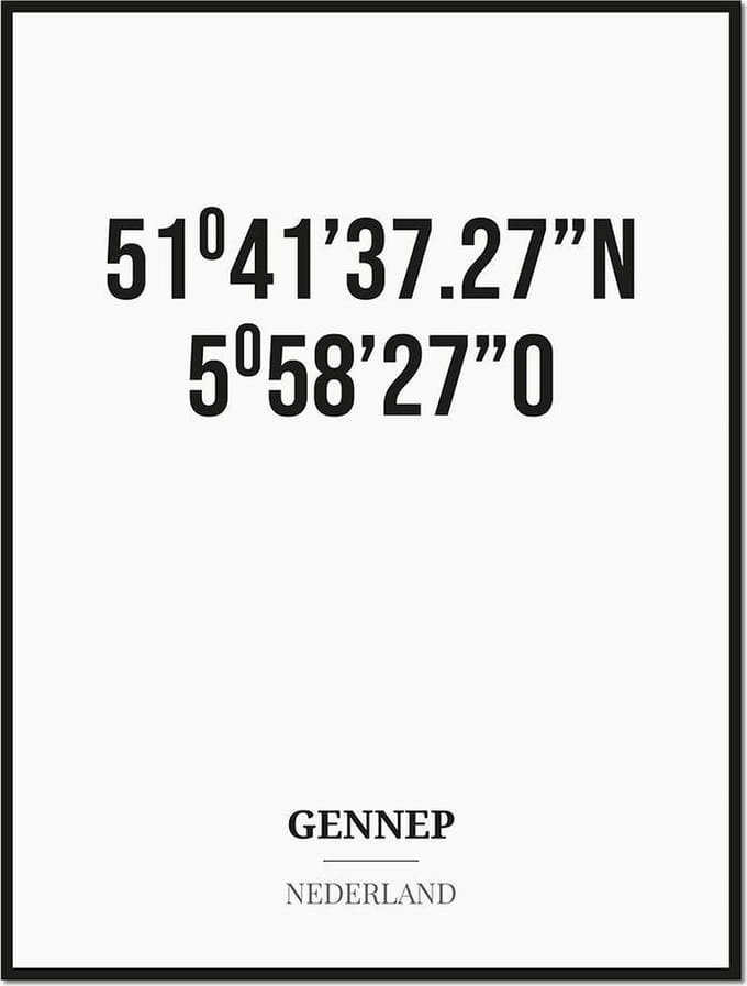 Poster/kaart GENNEP met coördinaten