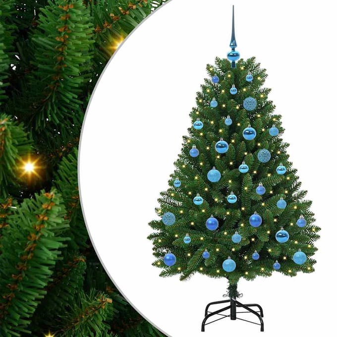 vidaXL - Kunstkerstboom - 150 - cm - 150 - LED's - Warmwit - PVC - en - Staal - Groen