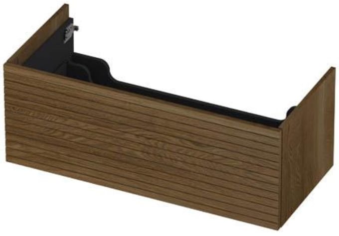 INK - Onderkast 1 Lade Push 2 Open Horizontaal Gefreesd Bestaande Uit - 1000x450x376 Mm - Massief Eiken Ash Grey
