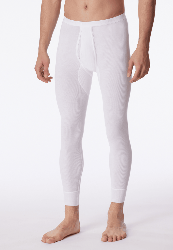 Schiesser Onderbroek lang met opening wit - Original dubbelrib Heren Onderbroek - wit
