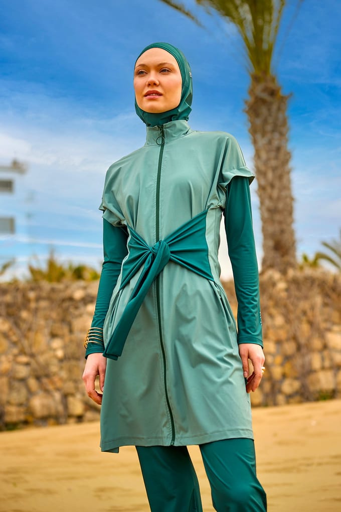 Olive Modest Burkini-set - Badkleding met hoge kraag en volledige dekking