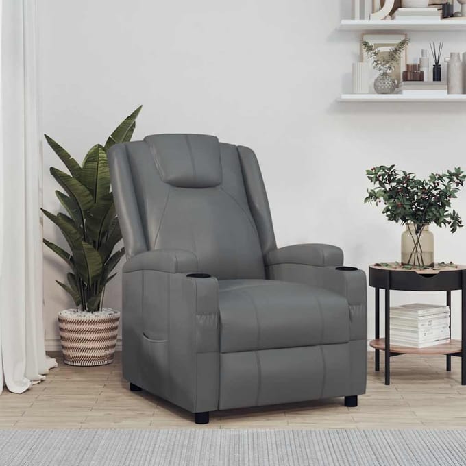 vidaXL - Fauteuil - verstelbaar - kunstleer - grijs