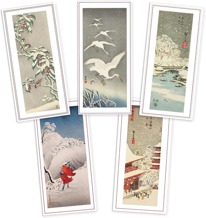Elegante Lange Wenskaarten met Japanse Ukiyo-e Prints - Set van 5