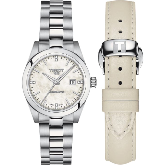 Tissot Leren Band wit Parelmoer Wijzerplaat Heren Modehorloge T132.007.11.116.00 wit