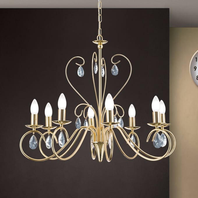 ORION Kroonluchter Alessia 8-lamps kristalglas goud