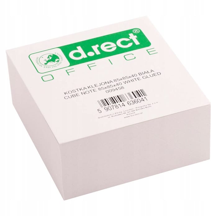 D.RECT Kleefblok Notitieblok Wit 85x85x40mm - 400 Vel